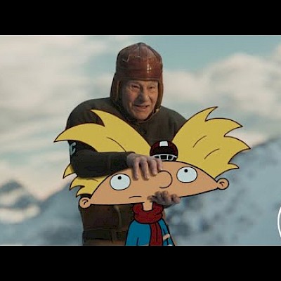 Paramount+ Super Bowl Spot | Sir Patrick Stewart Throws a Hail Arnold | A Mountain of Entertainment™ Image