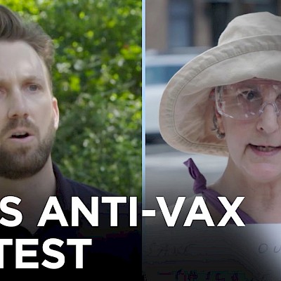 Jordan Klepper Debates Anti-Vax Mandate Protesters in NYC | The Daily Show Image